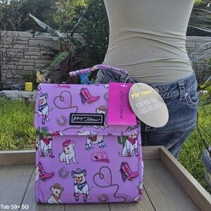 NWT BETSEY JOHNSON HOWDY PUPS FLAP TOP INSULATED LUNCH TOTE